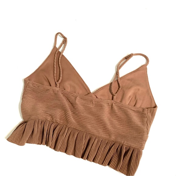 Fairycore Pleated Cami Crop Top Urban Outfitters Brown Size Medium Whimsy - Picture 8 of 11